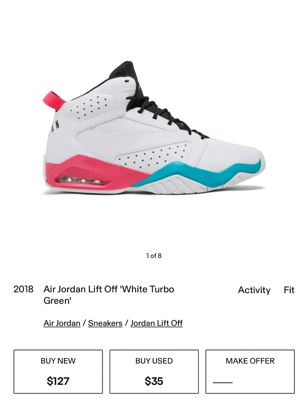 Jordan lift off Kids Basketball Sneakers in White, Teal & Pink